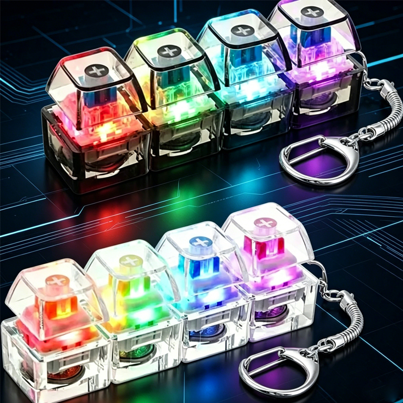Electronics Gadgets For Kids - LED Keyboard Keychain /;Fidget Toy Crystal