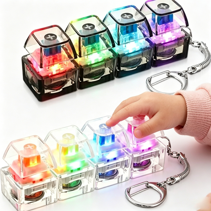 Electronics Gadgets For Kids - LED Keyboard Keychain Fidget; Toy Crystal