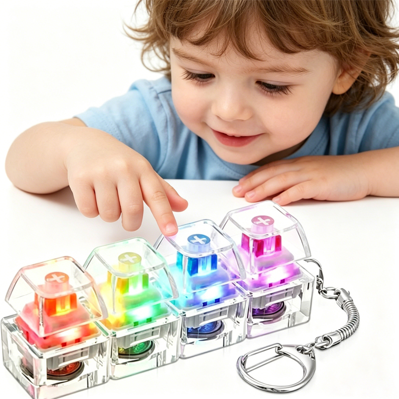 Electronics Gadgets For Kids - LED Keyboard Keychain ;Fidget Toy Crystal